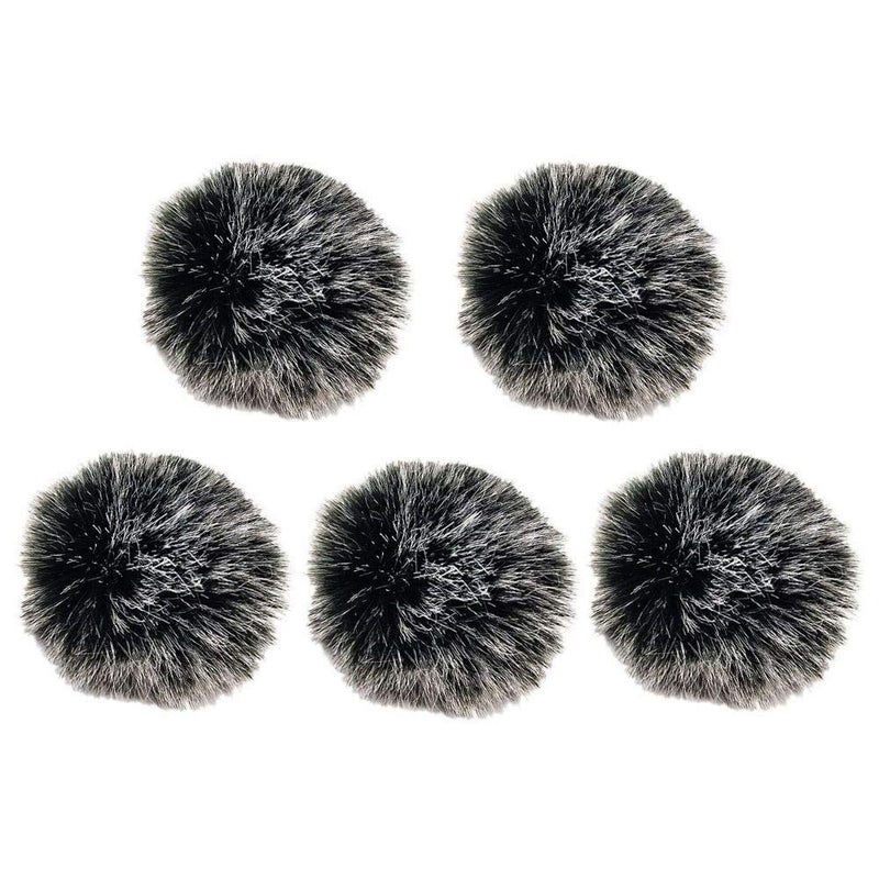 BornFeel Lavalier Wind Muff 5 Pack Lapel Microphone Wind Muff 0.2/0.4 Inch Furry Lav Windscreen Windproof Wind Screen (0.4inch, Black/White) - Image 1